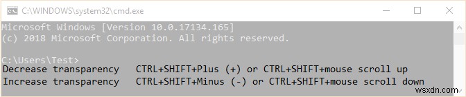 Thay đổi kích thước bộ đệm màn hình Command Prompt và mức độ trong suốt 