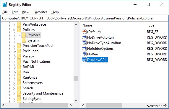 Ẩn các mục khỏi Control Panel trong Windows 10 