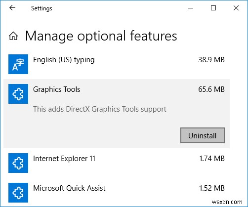 Cách cài đặt hoặc gỡ cài đặt công cụ đồ họa trong Windows 10