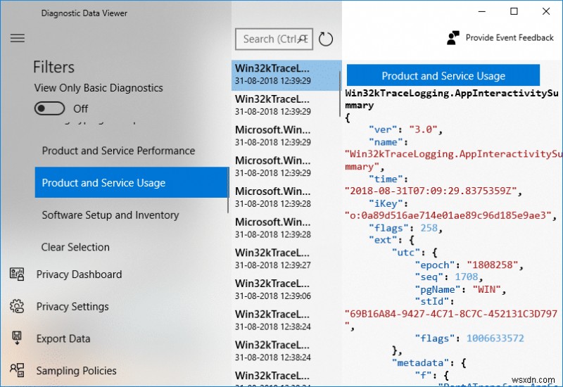 Bật hoặc tắt Trình xem dữ liệu chẩn đoán trong Windows 10 