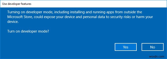 Bật hoặc tắt Chế độ nhà phát triển trong Windows 10 