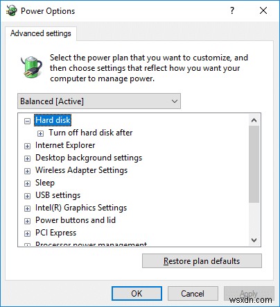 Cách ngăn đĩa cứng chuyển sang chế độ ngủ trong Windows 10 