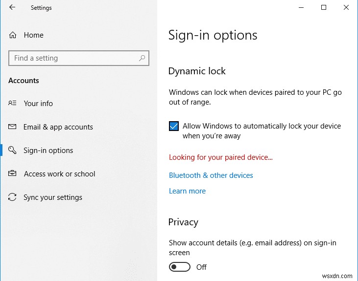 Cách sử dụng Dynamic Lock trong Windows 10