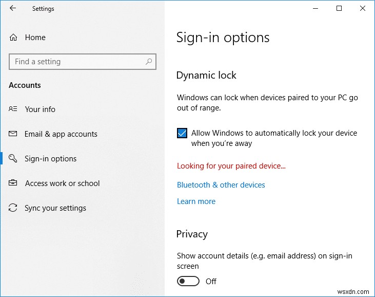 Cách sử dụng Dynamic Lock trong Windows 10