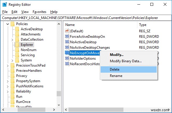 Không tự động mã hóa các tệp được chuyển đến các thư mục được mã hóa trong Windows 10 