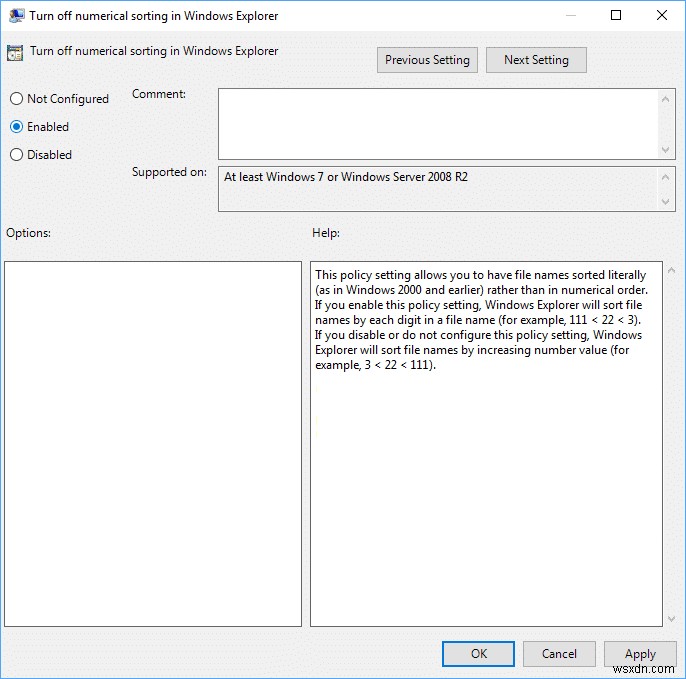 Bật hoặc tắt tính năng sắp xếp theo số trong File Explorer trong Windows 10 