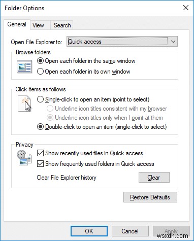 Cách mở tùy chọn thư mục trong Windows 10 