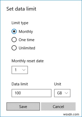 Cách đặt Giới hạn dữ liệu cho WiFi và Ethernet trong Windows 10 