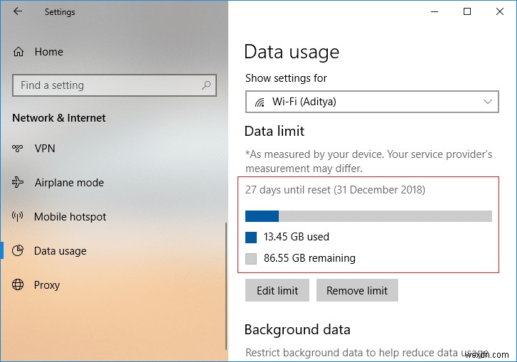 Cách đặt Giới hạn dữ liệu cho WiFi và Ethernet trong Windows 10 