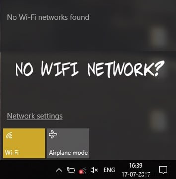 Khắc phục sự cố mạng WiFi không hiển thị trên Windows 10