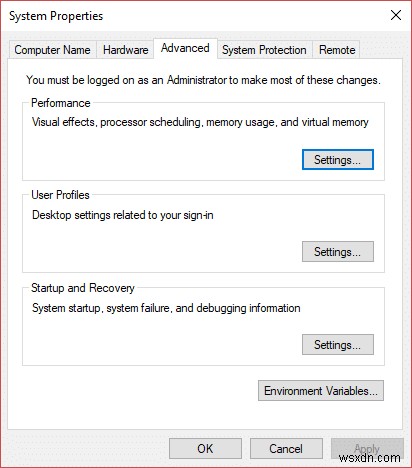 Quản lý bộ nhớ ảo (tệp trang) trong Windows 10