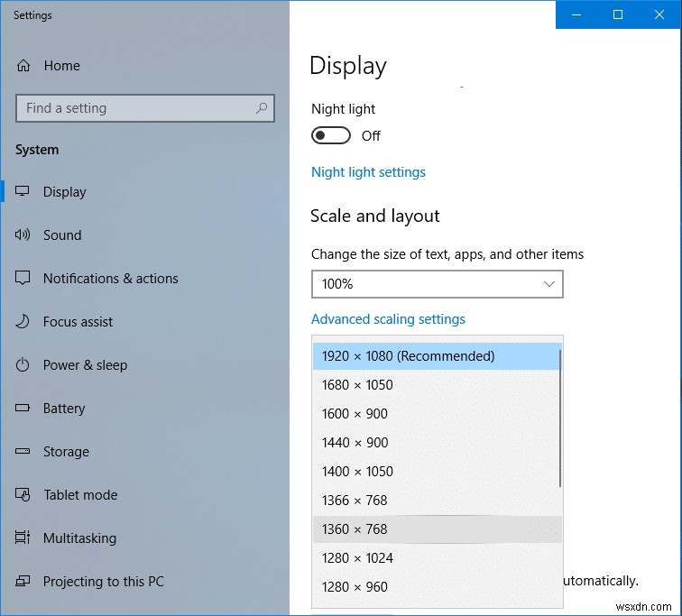 2 cách thay đổi độ phân giải màn hình trong Windows 10