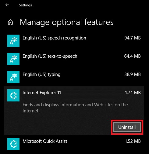 Cách gỡ cài đặt Internet Explorer khỏi Windows 10 