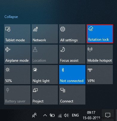 Sửa lỗi Rotation Lock chuyển sang màu xám trong Windows 10 