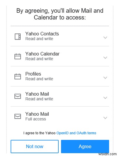 Thiết lập tài khoản email Yahoo trong Windows 10 Mail App 