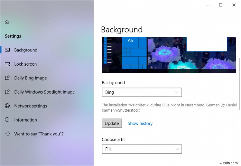 Đặt hình ảnh Bing hàng ngày làm hình nền trên Windows 10