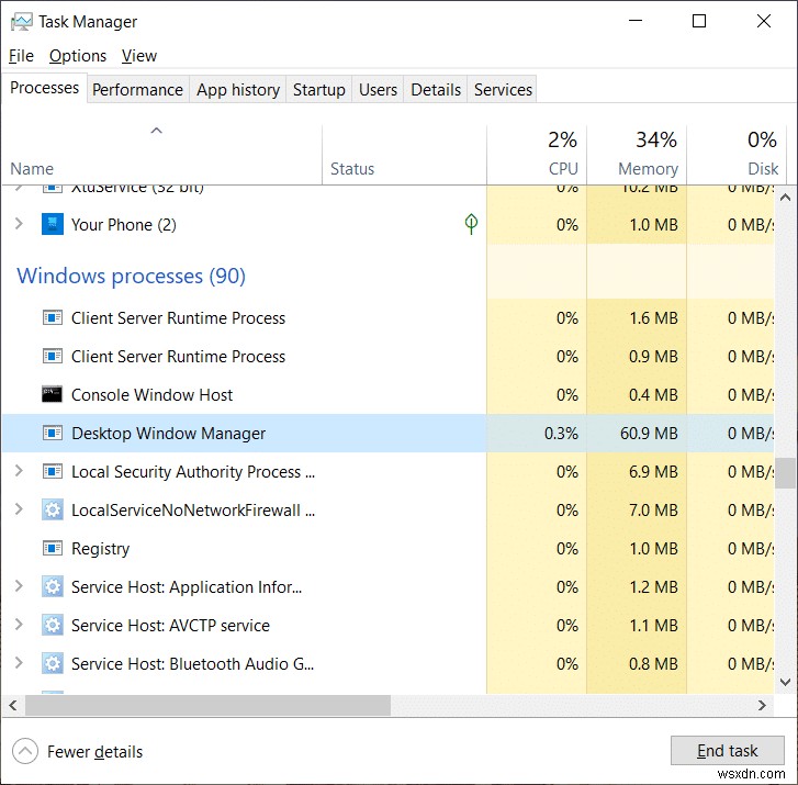 Sửa lỗi CPU Cao của Trình quản lý Cửa sổ Máy tính để bàn (DWM.exe) 