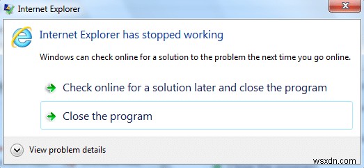 Khắc phục sự cố Internet Explorer đã ngừng hoạt động 