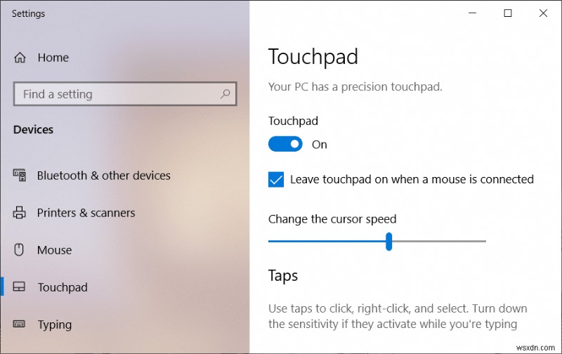 Tắt Touchpad khi Chuột được kết nối trong Windows 10