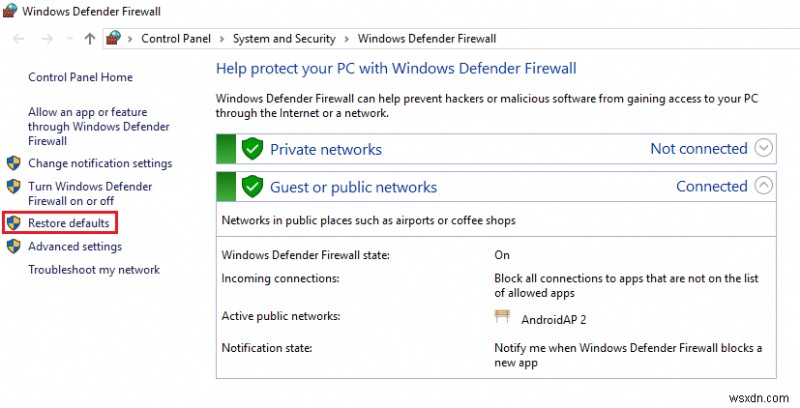 Khắc phục sự cố Tường lửa của Windows trong Windows 10