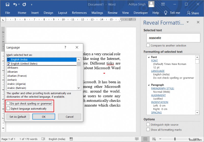 Sửa lỗi Kiểm tra chính tả không hoạt động trong Microsoft Word 