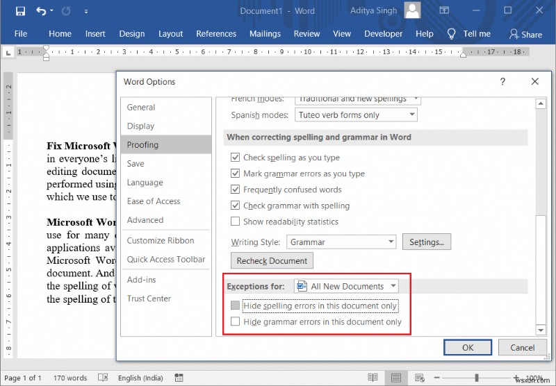 Sửa lỗi Kiểm tra chính tả không hoạt động trong Microsoft Word 