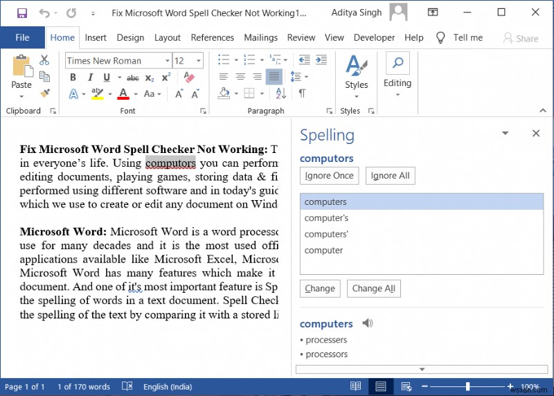 Sửa lỗi Kiểm tra chính tả không hoạt động trong Microsoft Word 