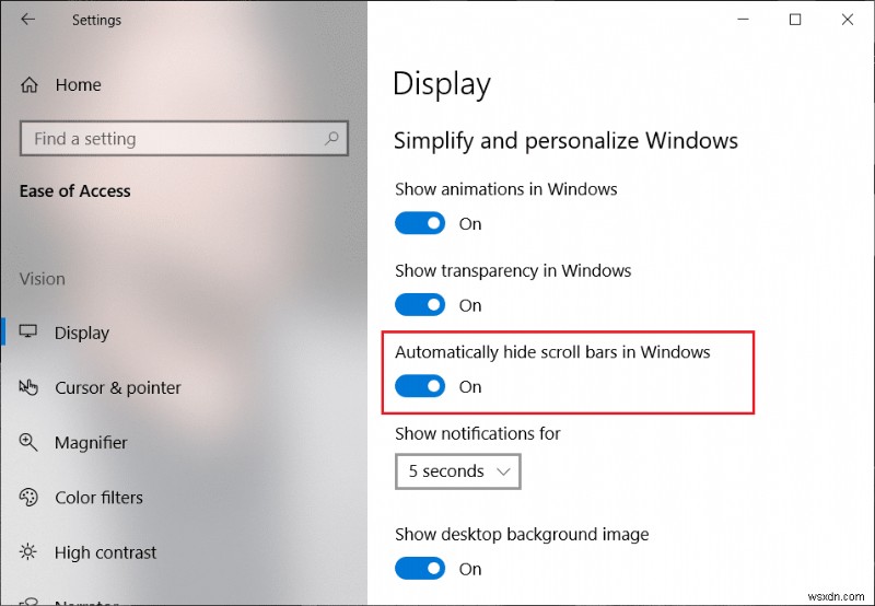 Luôn hiển thị thanh cuộn trong ứng dụng cửa hàng Windows 10