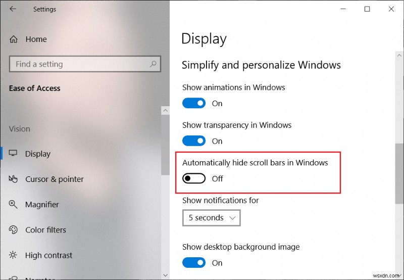 Luôn hiển thị thanh cuộn trong ứng dụng cửa hàng Windows 10