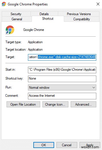 Thay đổi kích thước bộ nhớ cache của Chrome trong Windows 10 