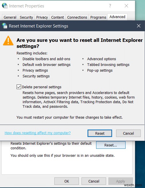Sửa lỗi khôi phục trang web trong Internet Explorer