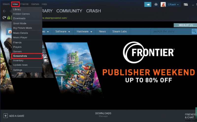 Truy cập nhanh thư mục ảnh chụp màn hình Steam trên Windows 10 