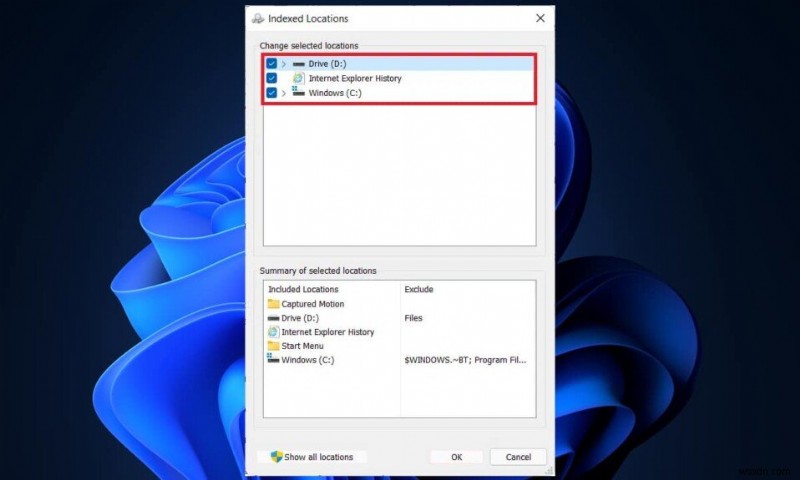 Cách định cấu hình các tùy chọn lập chỉ mục trên Windows 11