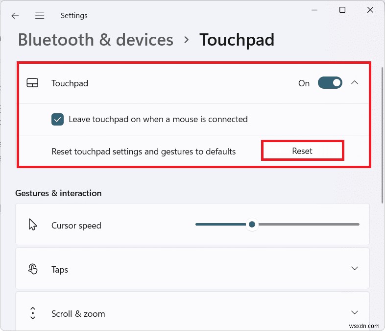 Cách tắt cử chỉ Touchpad trong Windows 11 