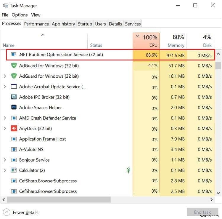 Khắc phục Dịch vụ tối ưu hóa thời gian chạy .NET Sử dụng CPU cao 