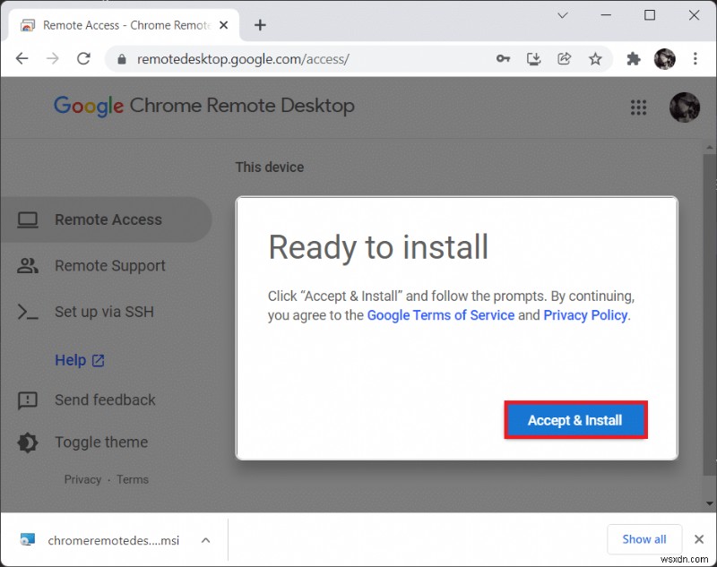 Cách bật Chrome Remote Desktop trên Windows 11