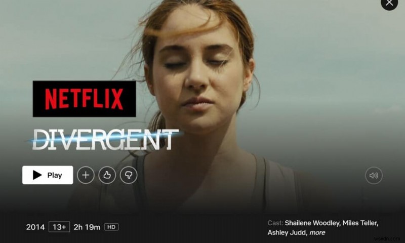 Divergent có trên Netflix không?