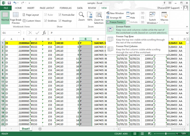 Cách cố định hàng và cột trong Excel