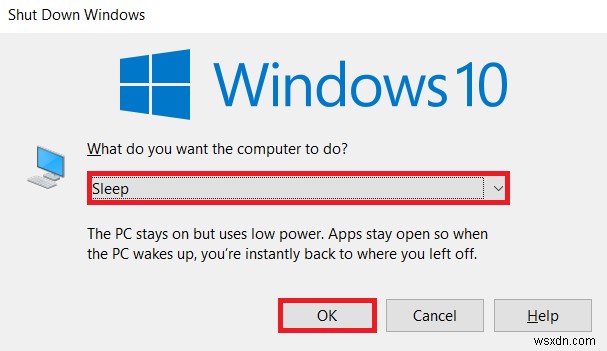 Cách tìm nút Sleep trên Windows 10 