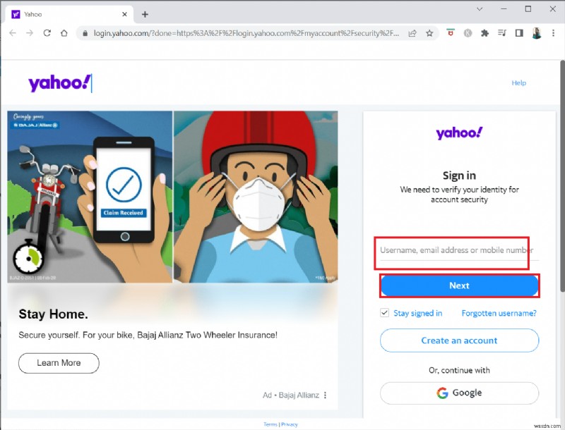 Sửa lỗi Yahoo Mail 0x8019019a 