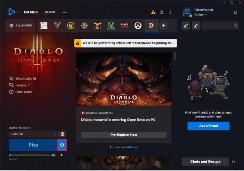 Khắc phục mã lỗi Diablo 3 1016 trên Windows 10 