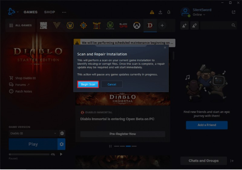 Khắc phục mã lỗi Diablo 3 1016 trên Windows 10 