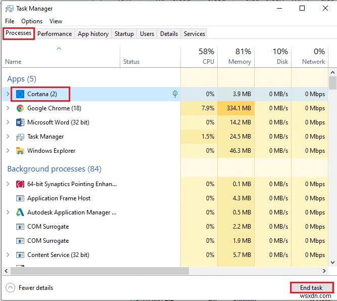 Sửa lỗi Cortana chiếm dụng bộ nhớ trên Windows 10 