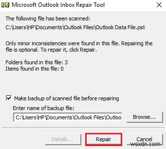 Khắc phục Outlook bị kẹt khi tải hồ sơ trên Windows 10 