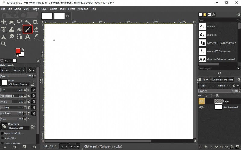 Sửa lỗi công cụ cọ vẽ GIMP không hoạt động 