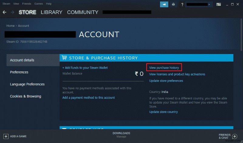 Cách xem lịch sử mua hàng trên Steam