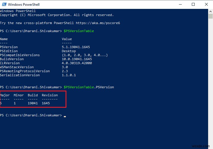 Cách kiểm tra phiên bản PowerShell trong Windows 10 