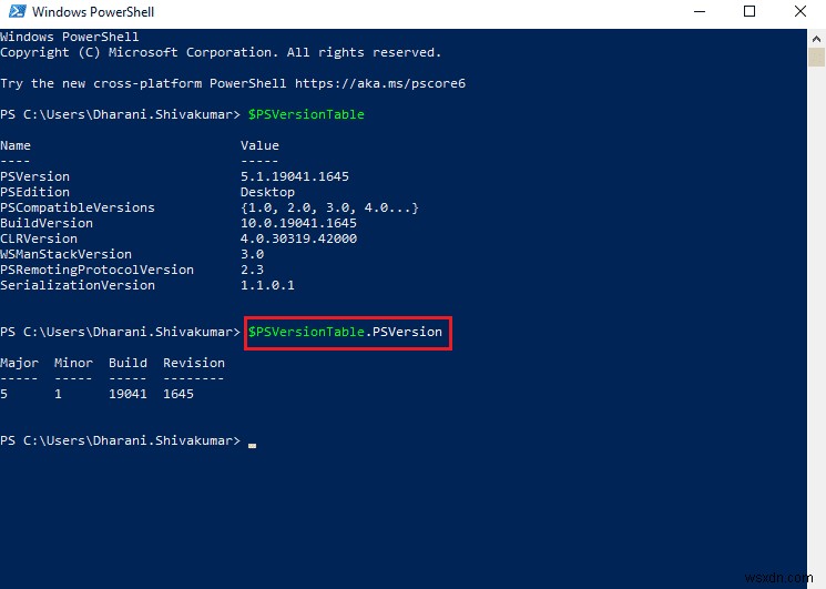 Cách kiểm tra phiên bản PowerShell trong Windows 10 