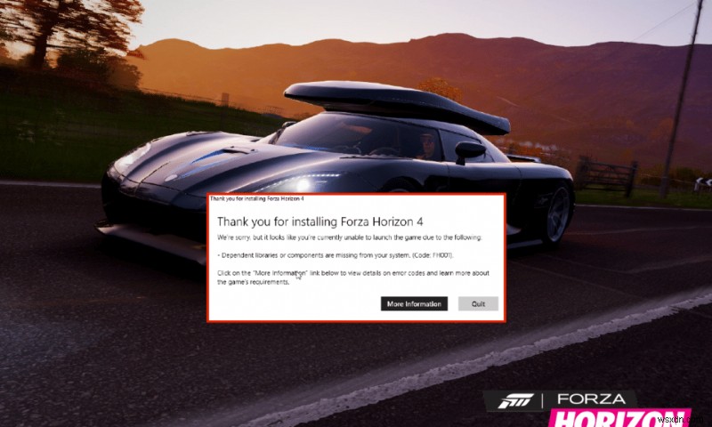 Sửa Forza Horizon 4 FH001 trong Windows 10 