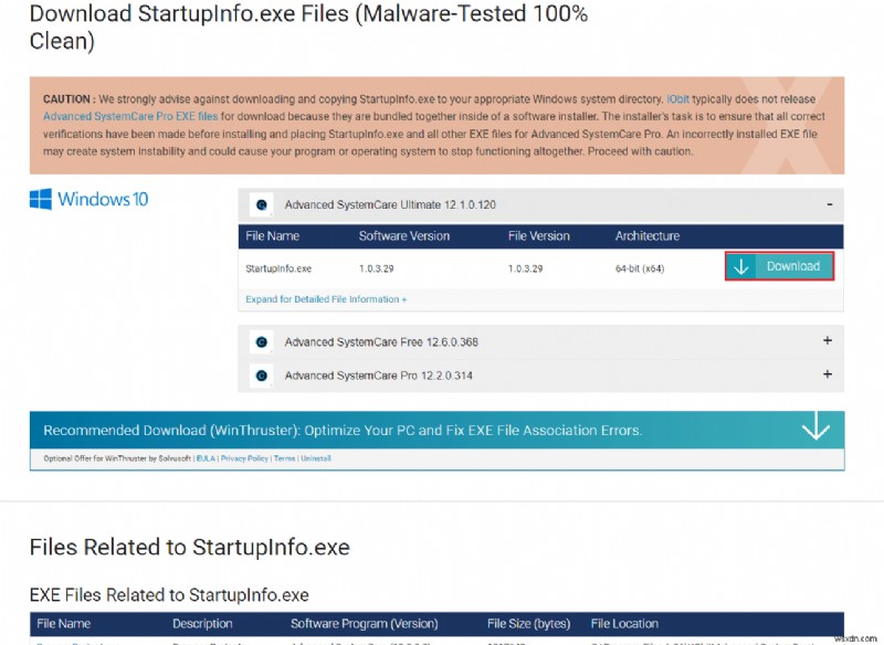 Sửa lỗi hệ thống exe Startupinfo trong Windows 10 